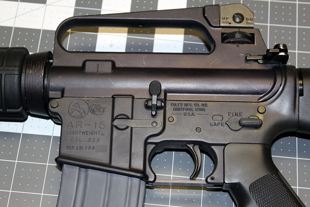 closeup of the left side of the AR-15's receiver